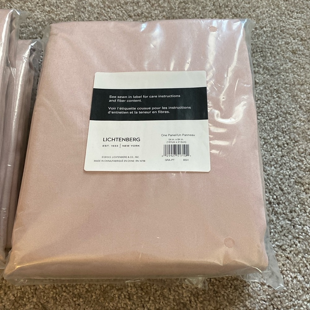 New!  4 Panels. Blush color curtains.